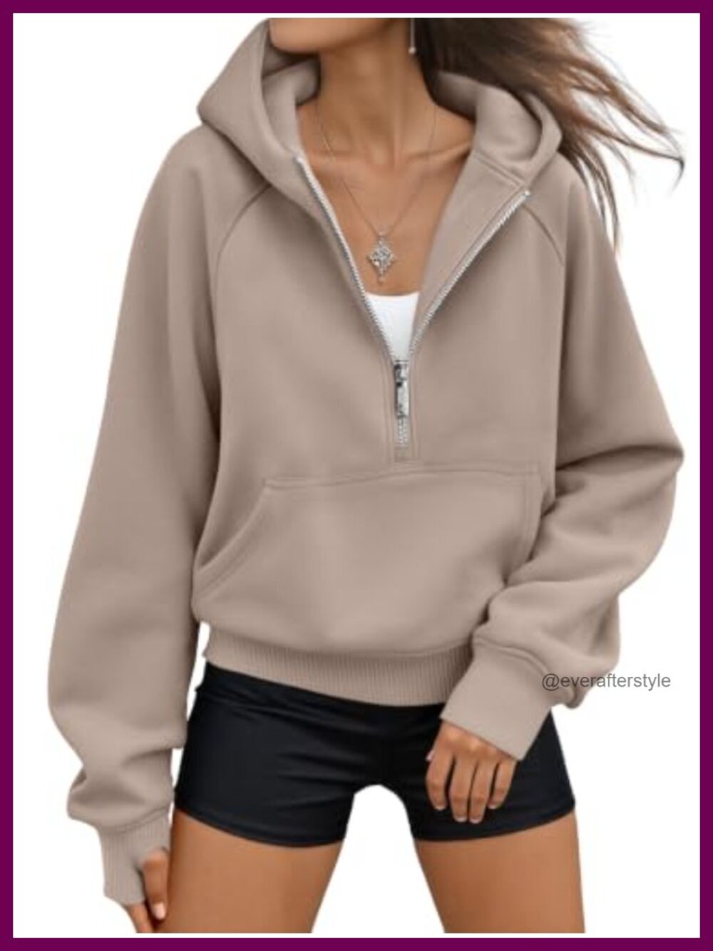 AUTOMET Women's Half Zip Crop Hoodie Fleece Lined Pullover Sweatshirt